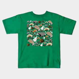 Eurasian badgers in blue Kids T-Shirt